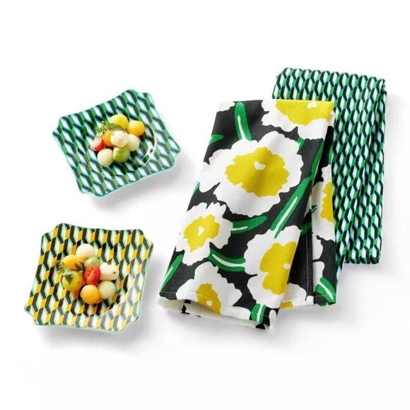 DVF for Target Arrow‎ Geo Green/Yellow Poppy 2 Kitchen Towels - Picture 2 of 5